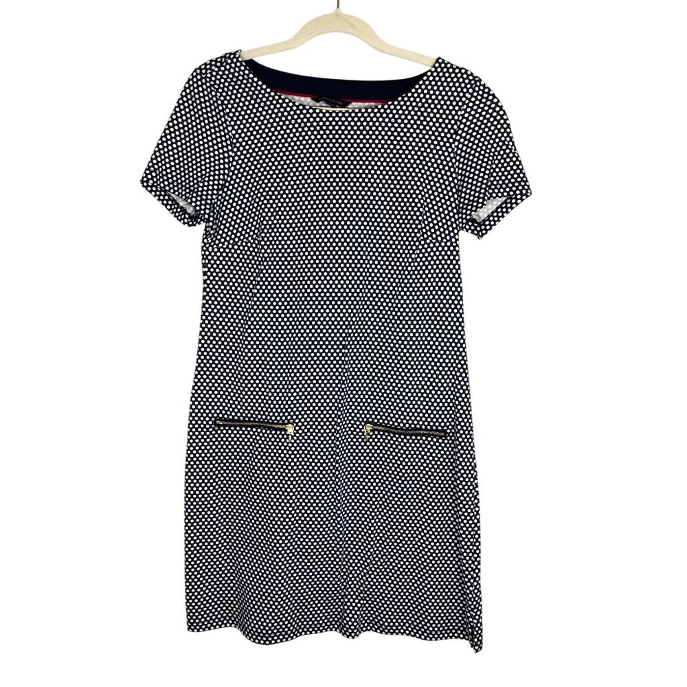 Tommy Hilfiger Polka Dot Dress Blue S Retro Preppy Classic Chic Mod Resort 80s